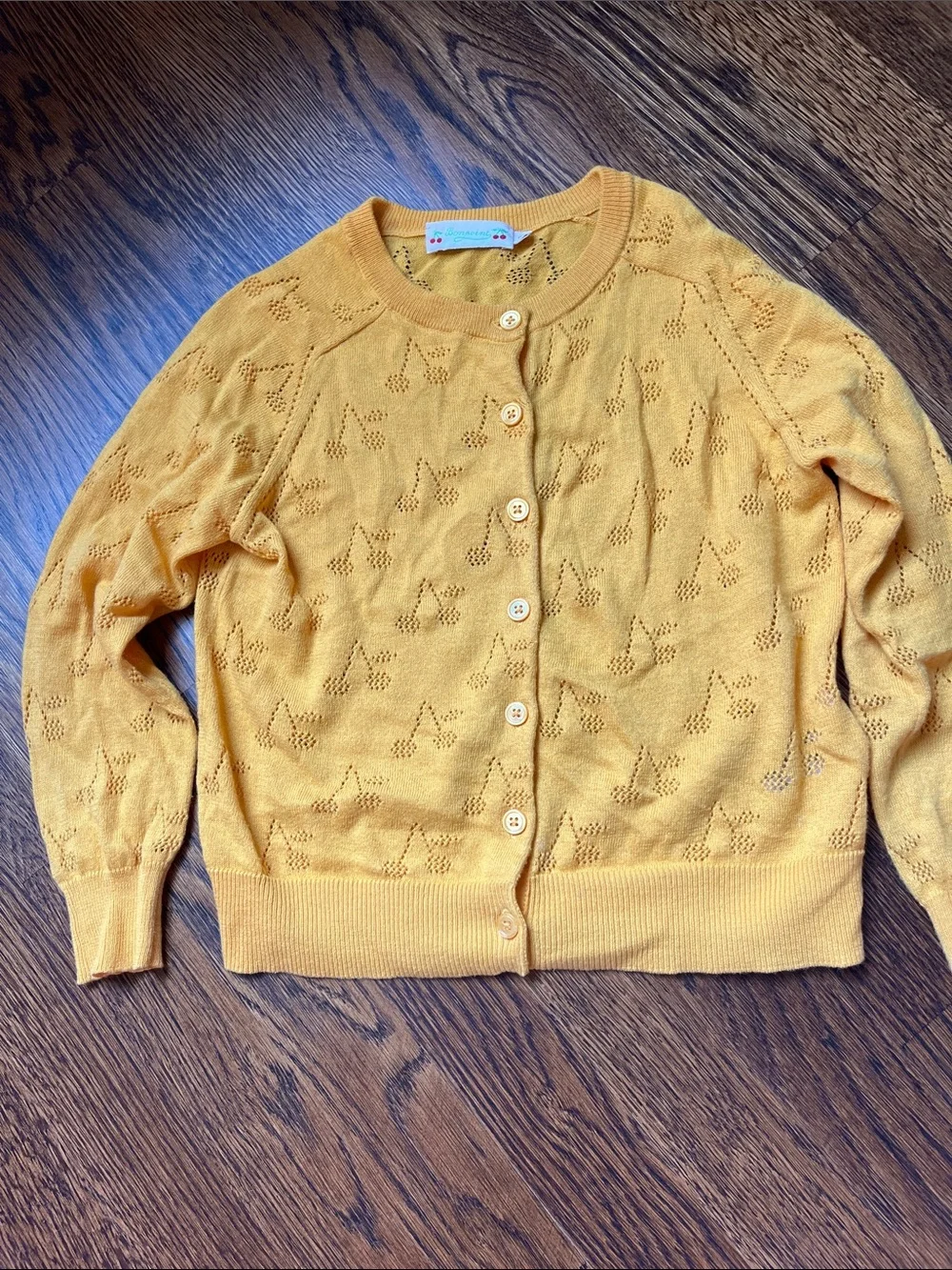 Bonpoint Mustard Yellow Pointelle Button-Front girls Cardigan